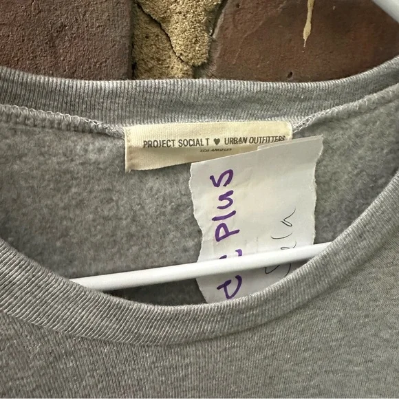 project social t urban outfitters | gray sweatshirt pleated sleeve - Picture 3 of 4